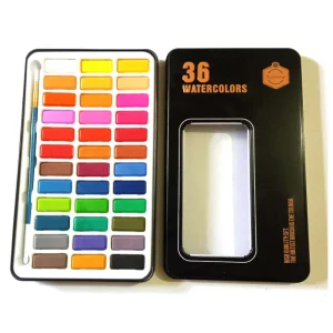 Keep smiling water color 36 colors Metal Tin Set With Brush