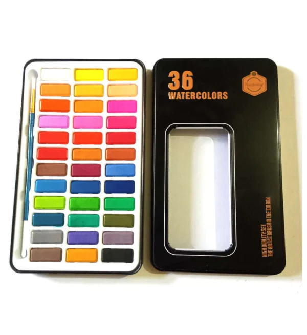 Keep smiling water color 36 colors Metal Tin Set With Brush