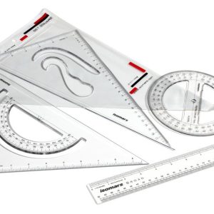 Isomars Scholar Set Squares, Protractor,12 Inch Scale - Sides Beveled