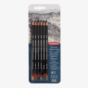 DERWENT TINTED CHARCOAL PENCILS BLISTER PACK OF 6